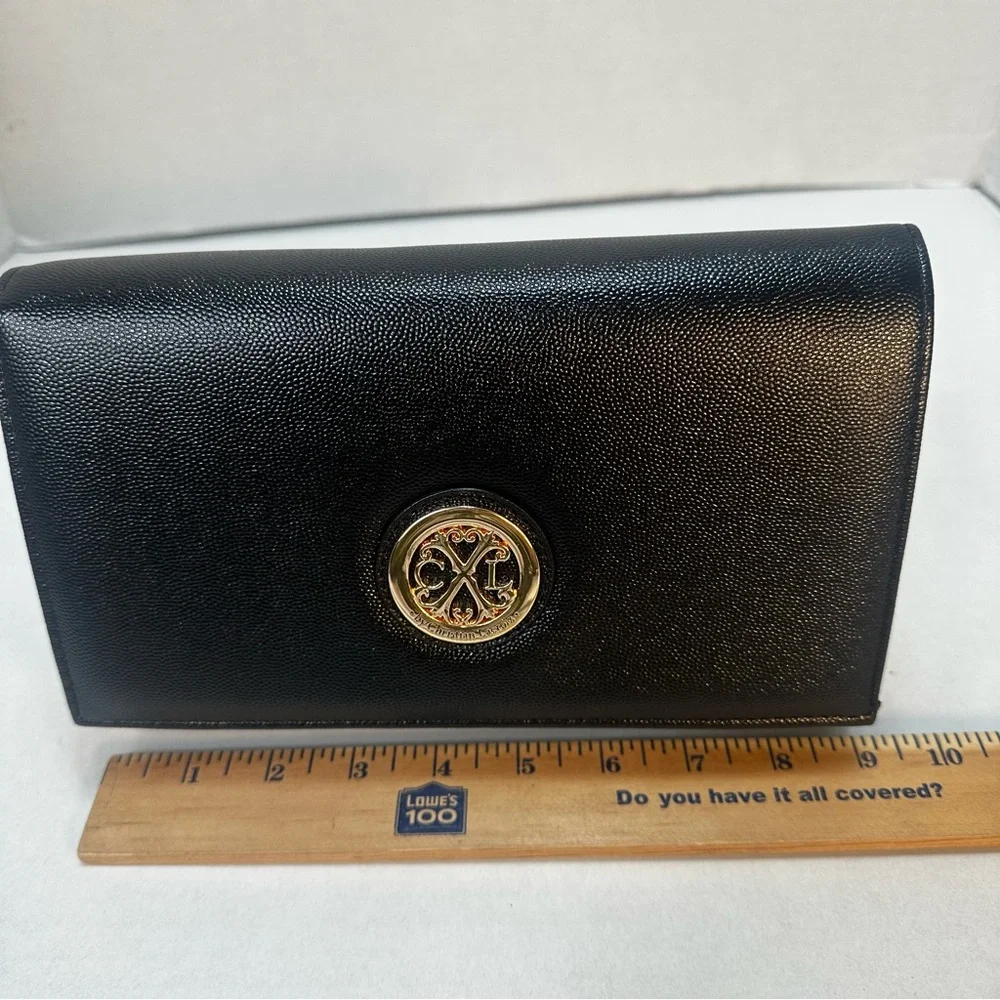 CXL By Christian Lacroix Black Paris Caviar Clutch W Detachable‎ Chain NWT